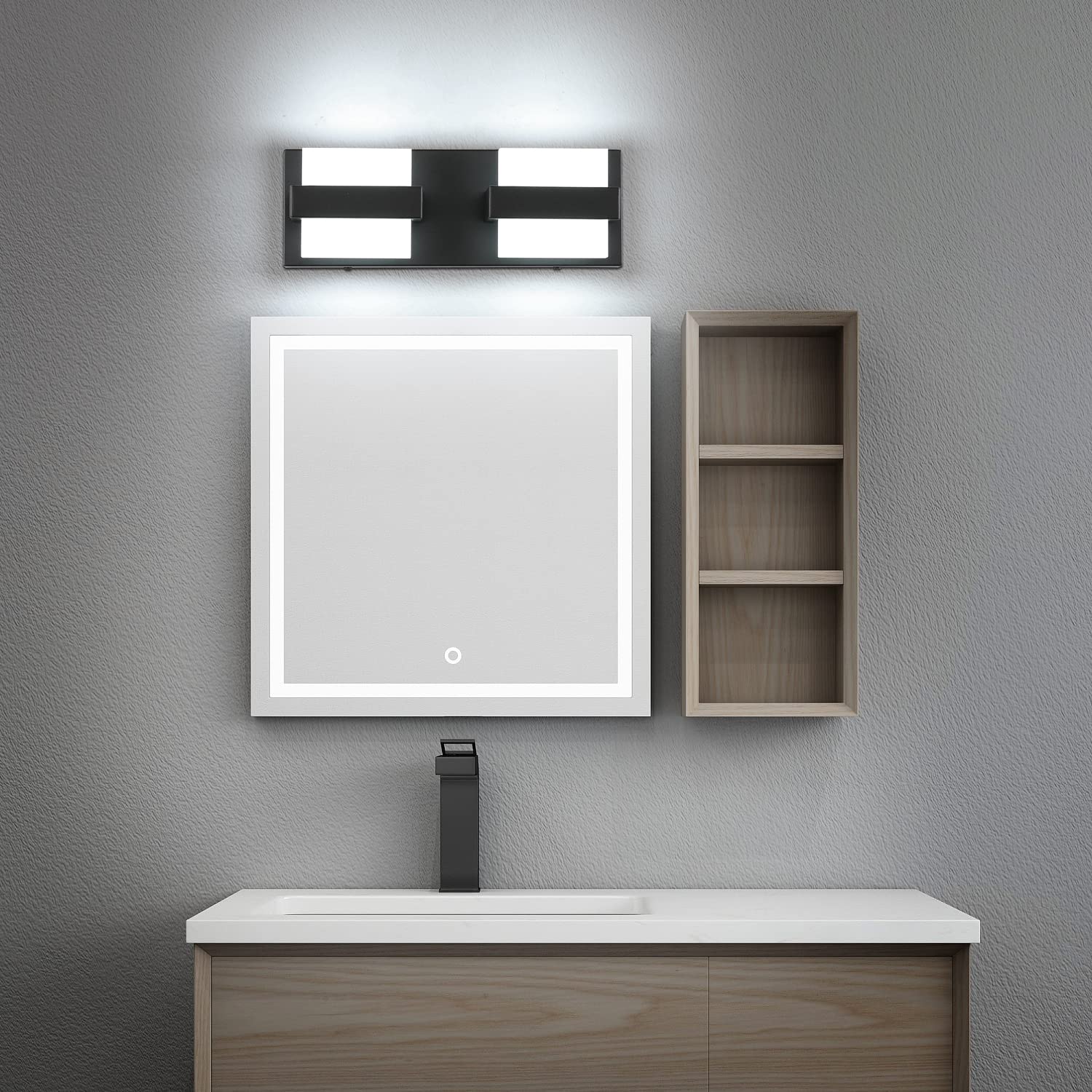 SOLFART Dimmable Led Modern Bathroom Vanity Lights Matt Black Finishing