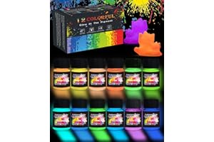 Luckymica Glow in The Dark Pigment Powder 12 Colors, Epoxy Resin Dye Luminous Pigments 20g/0.71oz Each Bottle for DIY, Crafts, Nail Art, Acrylic Paint, Halloween or Christmas Decoration