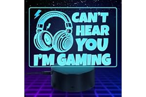 ETERFORDISTA Funny Can't Hear You I'm Gaming Night Light for Teens Kids Christmas Birthday Gifts for Men Boyfriend Husband Gamers Teenagers Video Games Gaming 3D Lamp with 7 Color Changing Touch Games Roon Decor