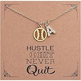 Drogomen Softball Necklace for Teen Girls Personalized CZ Initial A-Z Sports Charm Necklace Inspirational Softball Gifts for Team Coaches Players