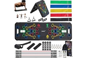 Eliknaz Portable Push Up Board Gym Kit 25-in-1, Foldable Push Up Station & Exercise Board Workout Set with 18 Accessories, Re