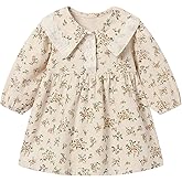 Seuyae Baby Girl Floral Dress Brushed Cotton Knee Length Fall Outfit 6M-4T