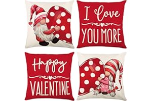REDKEY Valentines Pillow Covers Set of 4 for Valentines Day Decoration Throw Pillow Cover Valentines Day Decor
