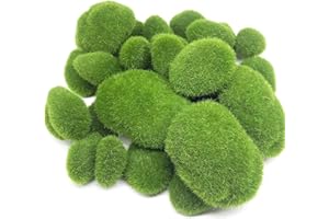 Woohome 30 PCS 3 Size Artificial Moss Rocks Decorative, Green Moss Balls, Fake Moss Decor for Floral Arrangements, Fairy Gardens and Crafting