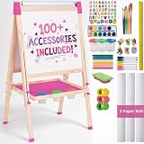 Blue Squid 3-in-1 Art Easel with Paper Rolls Magnetic Boards