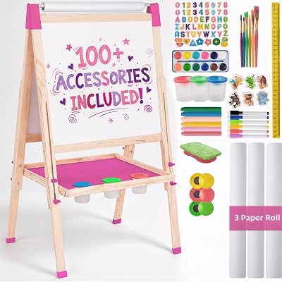 Blue Squid 3-in-1 Art Easel with Paper Rolls Magnetic Boards