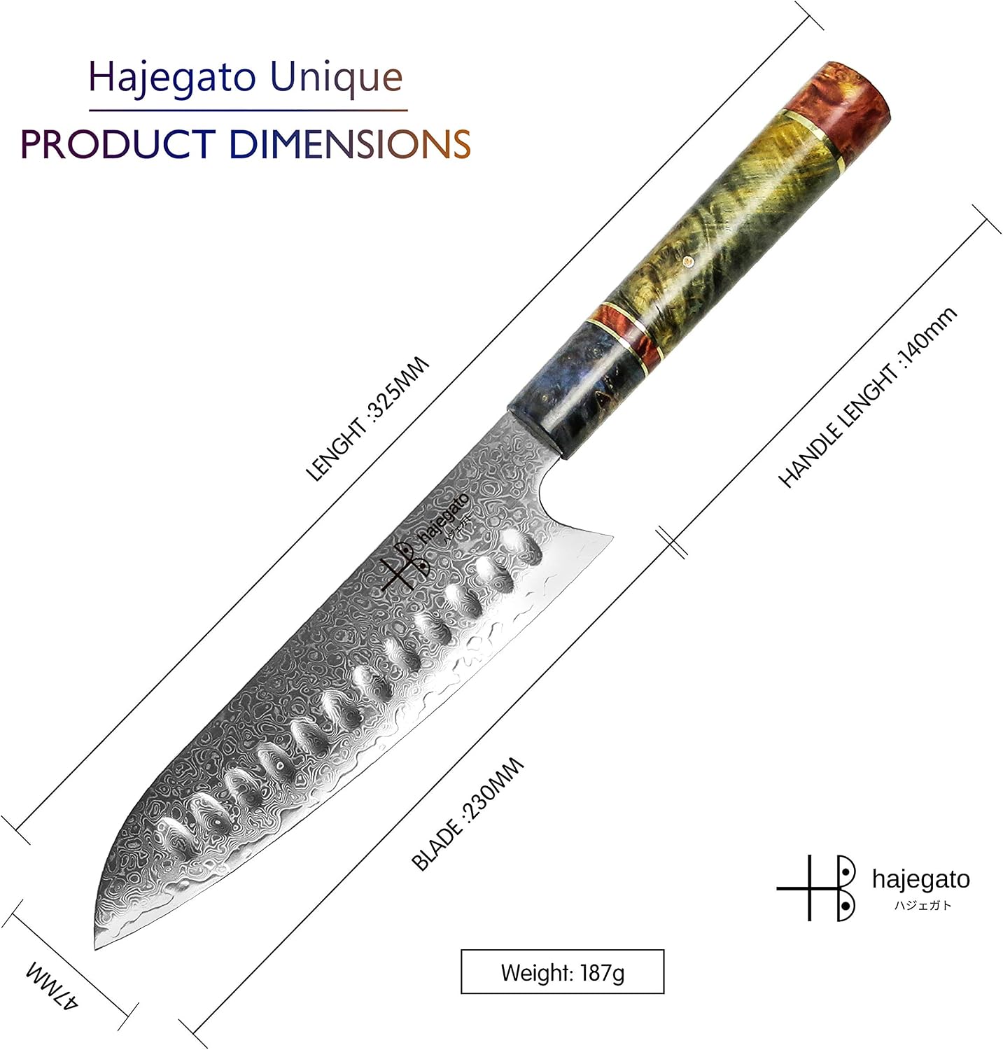 hajegato Professional Japanese Chefs Kitchen Knife Unique Santoku 7" Vg10 67 Layers Damascus Steel Knive with Sheath - Image 4