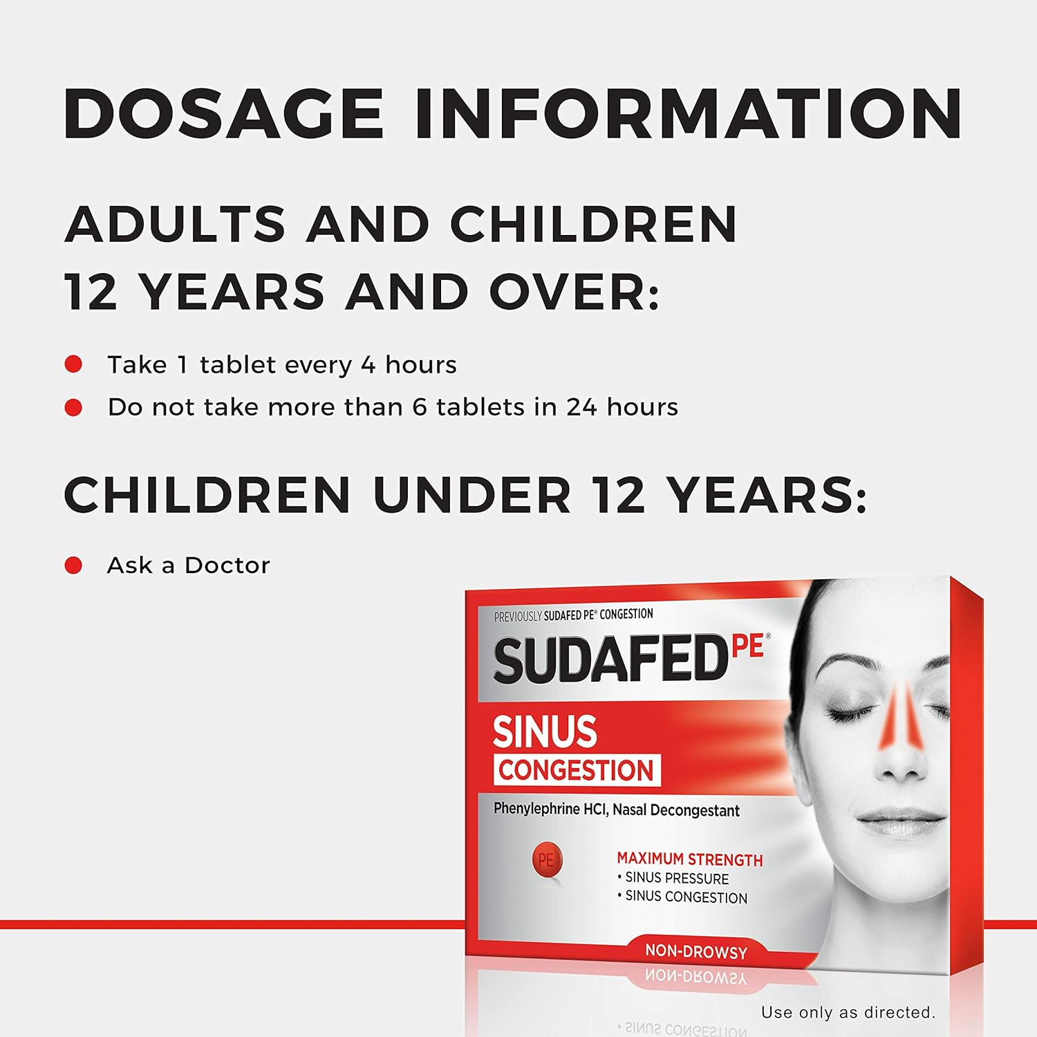 Sudafed PE Sinus Congestion Maximum Strength Non-Drowsy Decongestant Tablets, 36 ct: Health & Personal Care