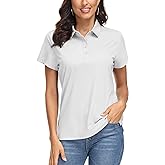 MAGCOMSEN Women's Polo Shirts UPF 50+ Sun Protection 4 Buttons Casual Work Quick Dry Short Sleeve Collared Golf Shirt