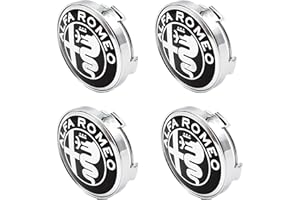 AULPEE Wheel Hub Center Cap Center Logo Emblem Hub Cover 60mm ABS Material Compatible with AIfa Romeo Accessories (Alfa Black Chrome)