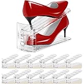 Tgzwme Shoe Slots Organizer 12 Pack - Shoe Stacker,3 Levels Adjustable,Space Savers 50%,Double Layer Holders for Closet (Transparent),Organizador de Zapatos