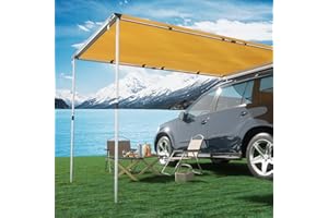 TIMBER RIDGE Car Awning Camper Awning 8.2X6.5ft Truck Tent Waterproof PU10000mm UV50+ Rooftop Overland Camping, Retractable Side Tent Shade for Car/SUV/Truck/Van, Beige