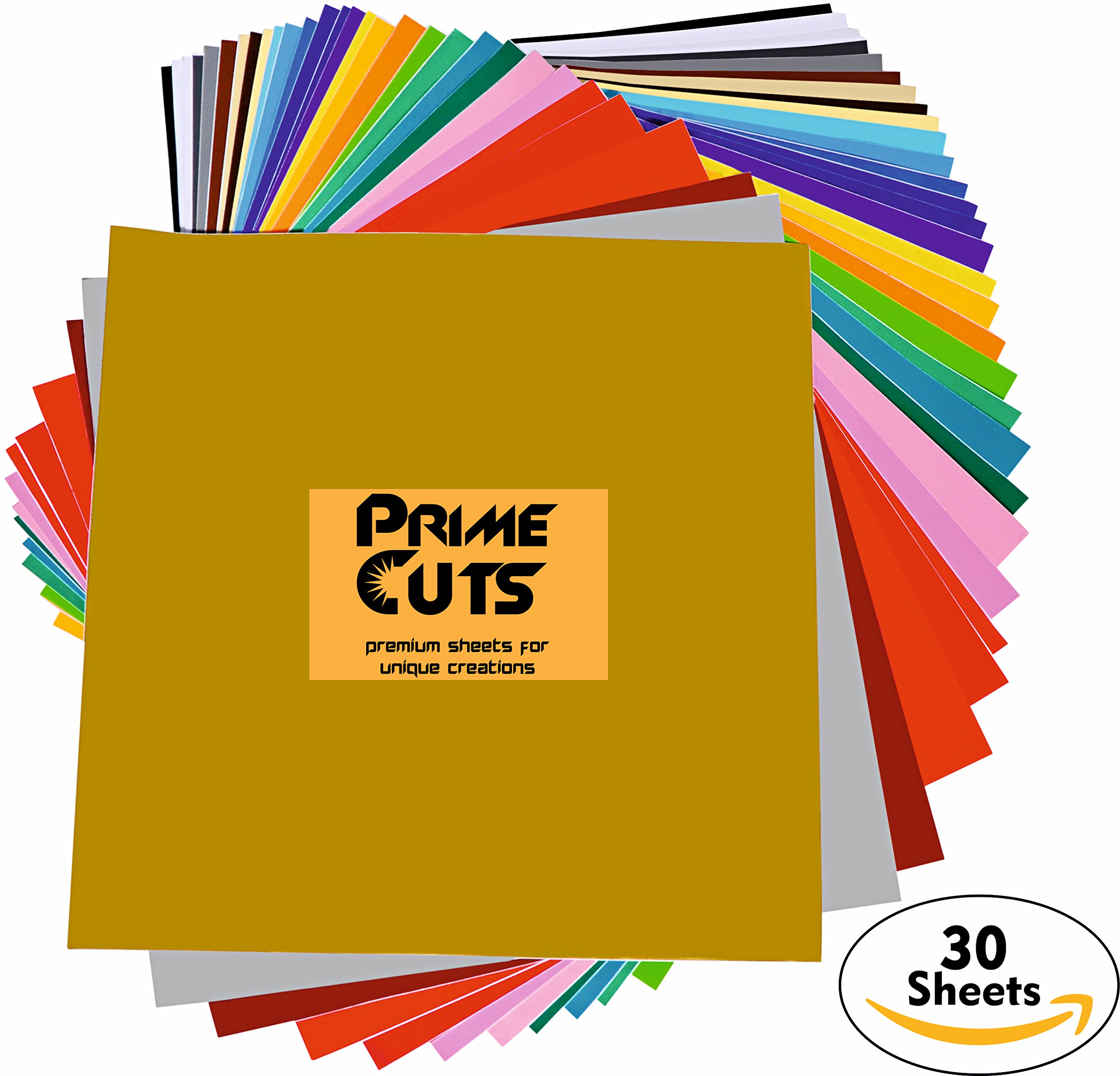 30 Permanent Vinyl Sheets Pack Multicolor 12x12 Cricut Silhouette Cameo