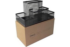 Fengtaiyuan T02, Black-Plus, Big Metal Wire Mesh Pencil Holder for Desk