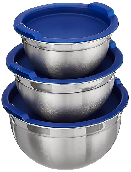 Vinod Cookware Stainless Steel Inner Lid Bowl Set, Set of 3, Silver