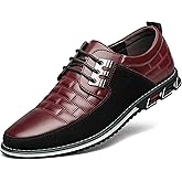 Men's Premium Leather Dress Shoes Comfort Business Casual Oxford Shoes Fashion Dress Sneakers Soft Loafers Derby Shoe for Office Working Walking Driving