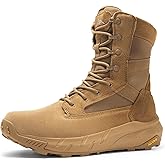 NORTIV 8 Men's Breathable Tactical Military Work Boots Side Zipper Leather Lightweight Hiking Motorcycle Combat Boots 8 Inches Peakforce