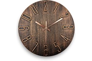fapugh Wall Clock, Silent Clock, Wall Clocks Battery Operated， 12 inch Modern Wall Clock, Suitable for Offices, Living Rooms, Kitchens, Homes, Schools (Brown)