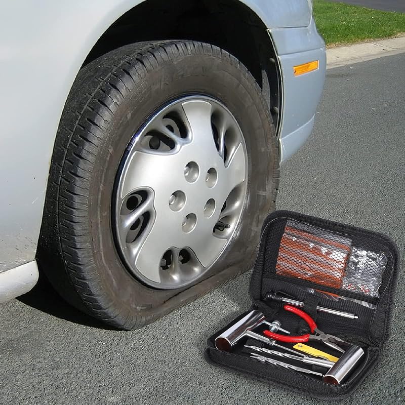 Kit de réparation de pneus - 48 pièces - Kit de réparation de pneus avec connecteurs universels - pour réparation de crevaisons et Bouchons - pour Voiture, Moto, Camion, Tracteur, remorque (48