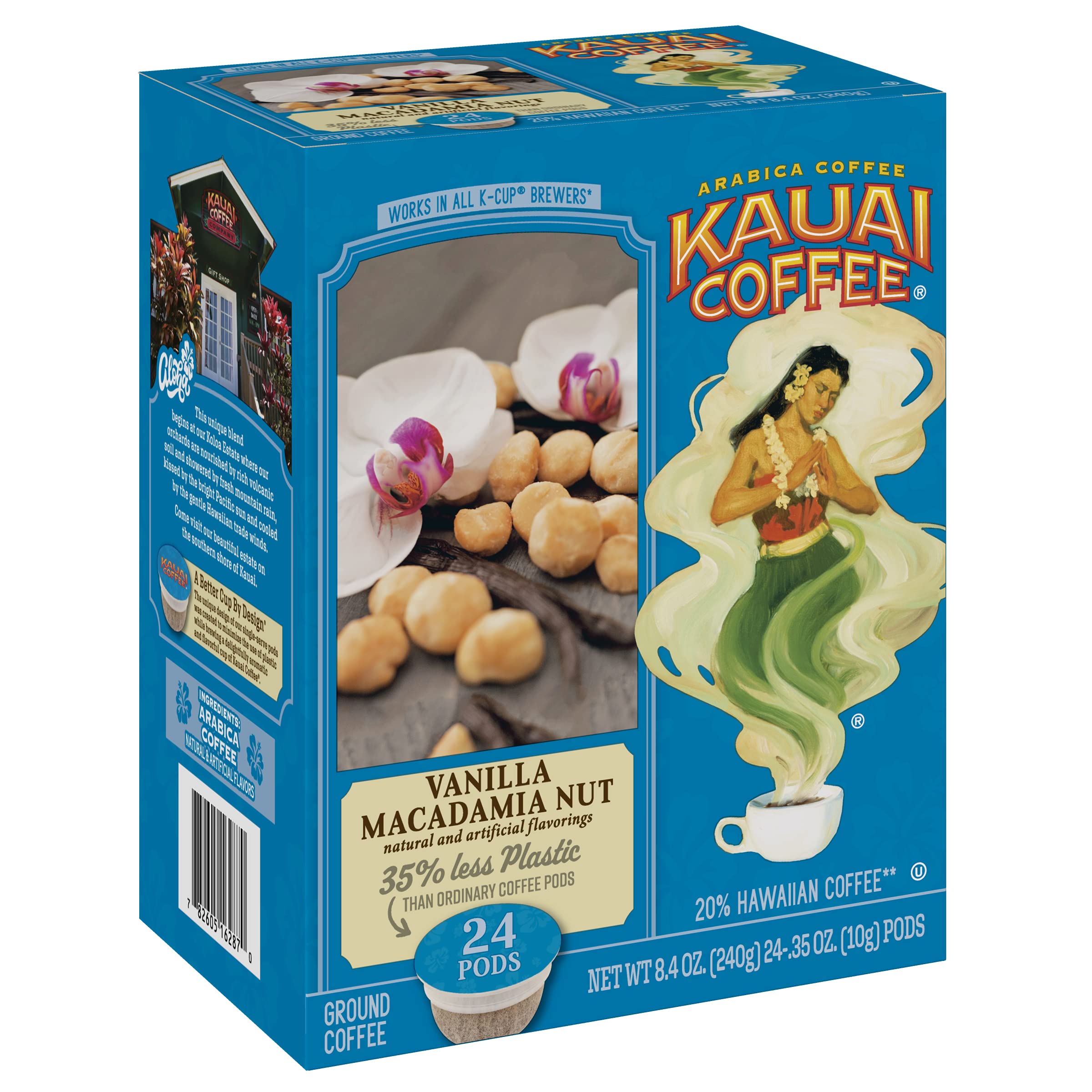 Kauai Coffee Vanilla Macadamia Nut Medium Roast Compatible with Keurig