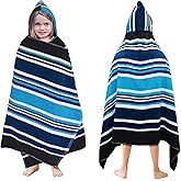 ORIGINAL KIDS Hooded Bath Towel Wrap - 100% Cotton Terry Large Oversized Hooded Kids Towel - Toddler Shower Pool Beach Towel - Super Soft Plush Absorbent Quick Dry Easy Care Gift - 30x60- Stripes Blue