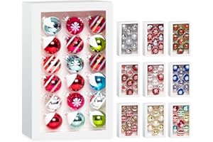 Amooca Christmas Colorful Glass Balls Decoration Festival Party Home Decors Holiday Xmas Tree Hanging Ornaments Set 18pc 1.6in Small Colorful Floral Printings