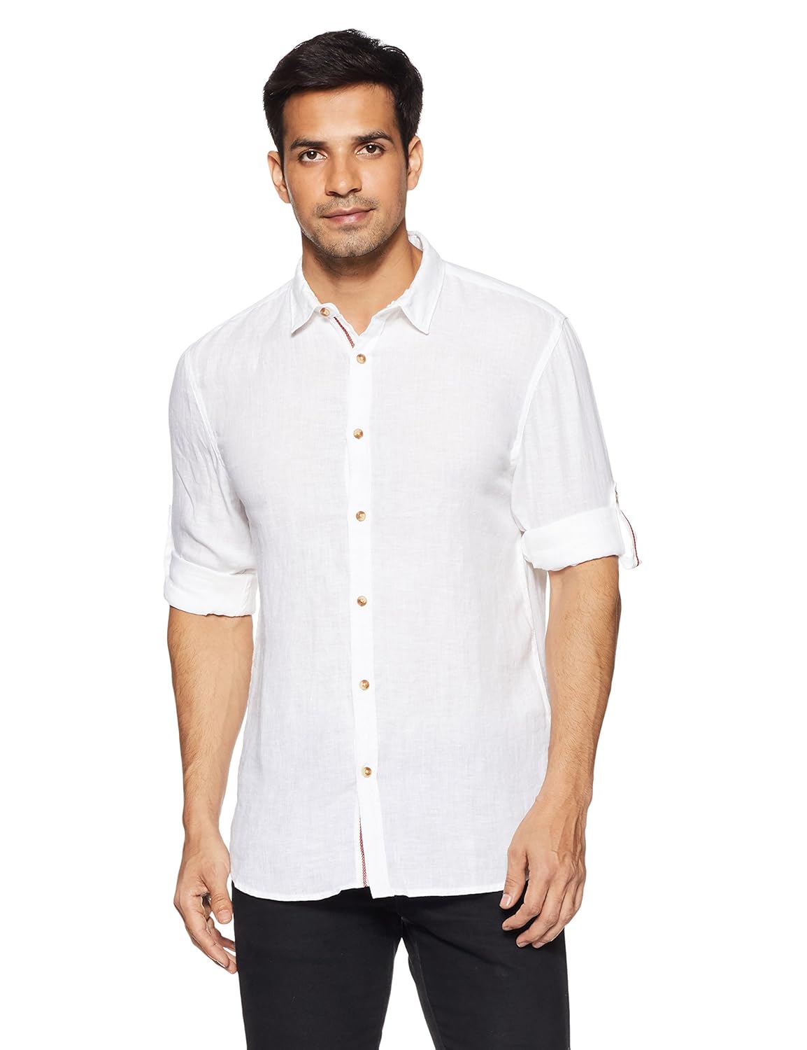 jack & jones men's solid slim fit linen casual shirt