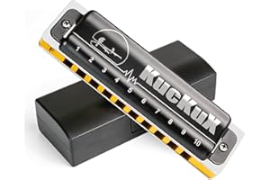 KUCKUX 10 Hole 20 Tones Blues Harmonica of F Key, Reeds of Phosphor Bronze, ABS Combo, Easy-Clean Cover, suitable for Adult, 