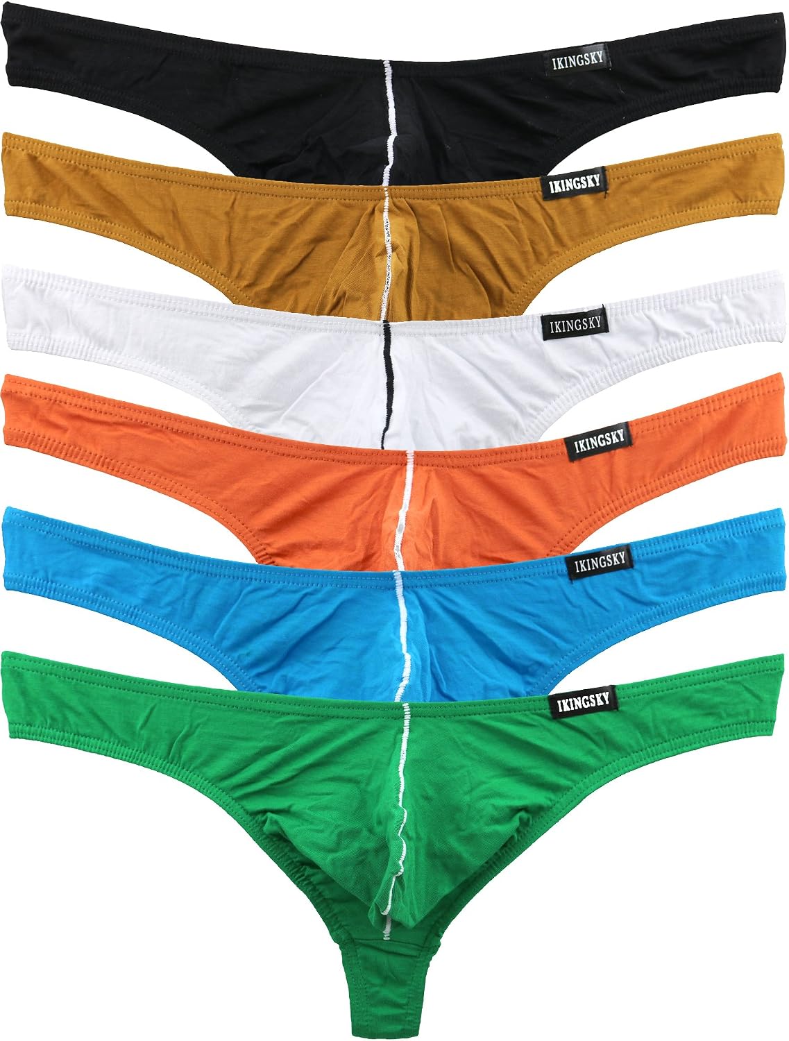 iKingsky Men's Cotton Pouch Thong Underwear Sexy Low Rise TBack Mens
