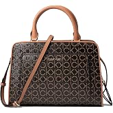 Calvin Klein Women's Margot Textured Logo Emboss Satchel | Hands-Free Carry, Everyday Accessory, Business Casual Occasion, Travel Occasion