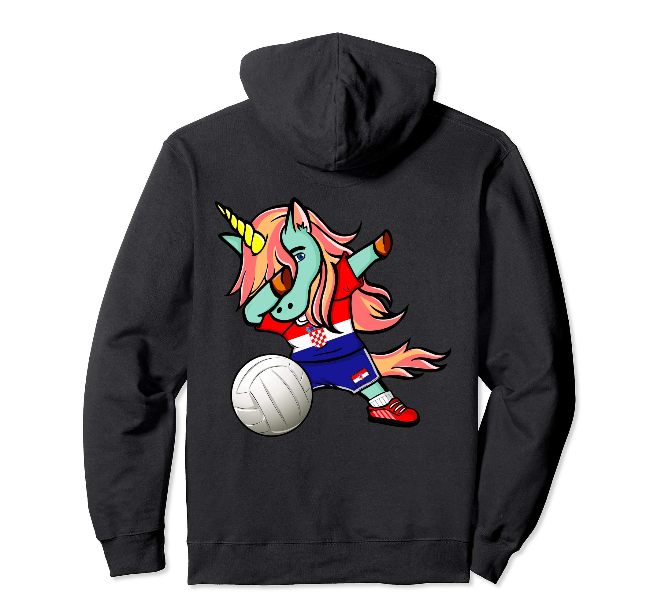 Dabbing Unicorn Croatia Volleyball Fans Jersey Croatian Flag Pullover Hoodie