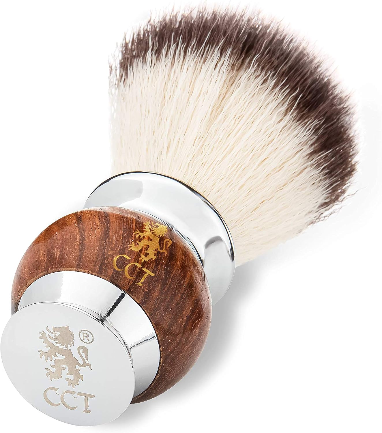 Shaving Brush The Cambridge Cut Throat® Luxury Missanda Hardwood and Stainless Steel Men's Brush for Soap Foam or Cream with Premium Synthetic Silvertip Vegan Friendly Badger Bristles - Image 4