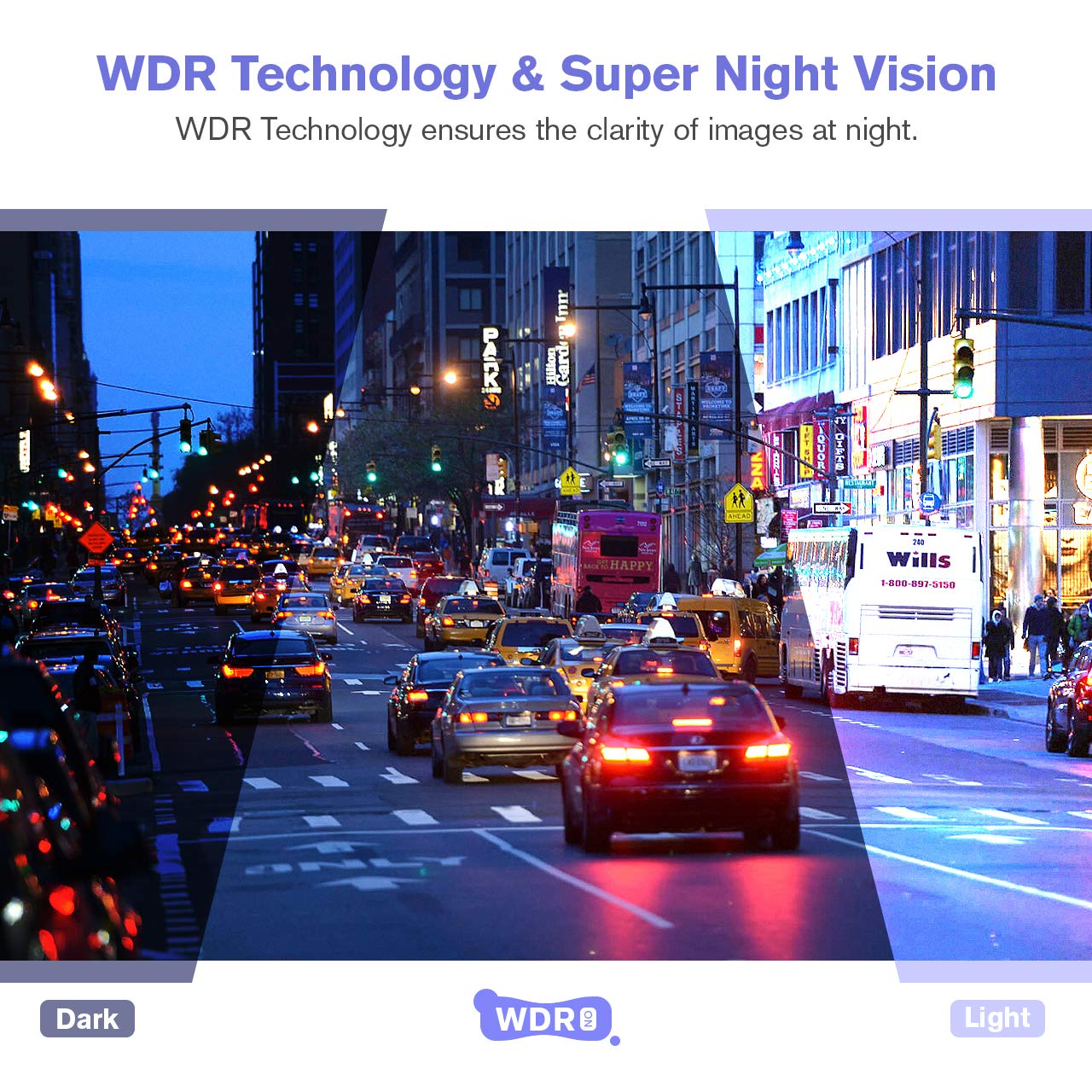 Dash Camera for Cars Front and Rear WDR 170°Wide Angle Car Dashboard