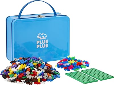PLUS PLUS Building Blocks Toy 600 Pieces Baseplate Blue Storage Case