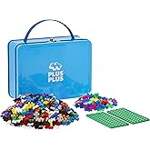 PLUS PLUS Metal Suitcase, Basic Mix - 600 Piece Building Blocks Set | Airplane Travel Essentials for Kids, Classroom Must Haves, Gifts for Boys &amp; Girls, Sensory Bin Fillers, Mini Waffle Blocks