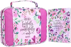 Faithful Hers Bible Covers for Women 2pcs Bible Case Set with Notebook Church Bag Bible Study Book Case with Handle Lightweight Nylon Carrying Bags Christmas Gift