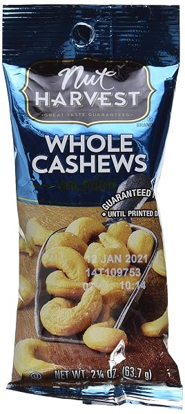 NUT HARVEST SEA SALTED WHOLE CASHEWS, 2.25 OZ...
