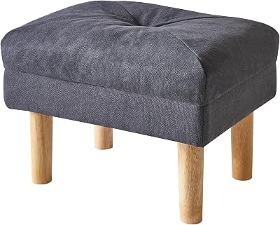 YMYNY Foot Stool Ottoman Small with Sponge Seat 40x29x32CM Dark Grey HBD023BG