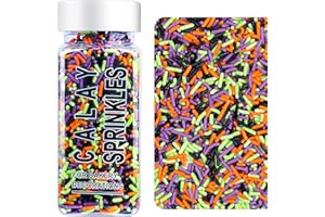 SWEETGROVE Halloween Jimmies Sprinkles - Black Orange Purple Green Jimmies Mix for Cake Decorating, Edible Cookie Cupcake Decorations for Halloween Baking & Party Treats