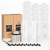 InoKraft Disposable Paint Spray Gun Cup, Paint System for HVLP and LVLP Paint Spray Paint Gun, Standard 22 Ounce (650ml) Kit with 45 Cups and Lids System, 1 Hard Cup with Retainer Ring and 20 Plugs