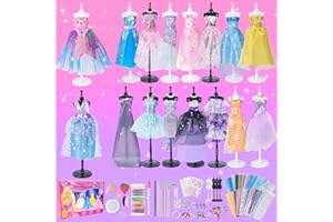 NASOMINAKO 700+Pcs Fashion Designer Kit for Girls - Sewing Kit Arts and Crafts Set for Kids Ages 8-12 with 5 Mannequins & Instruction DIY Doll Clothes Making Learn to Sew Toys for Girls Christmas Birthday Gift