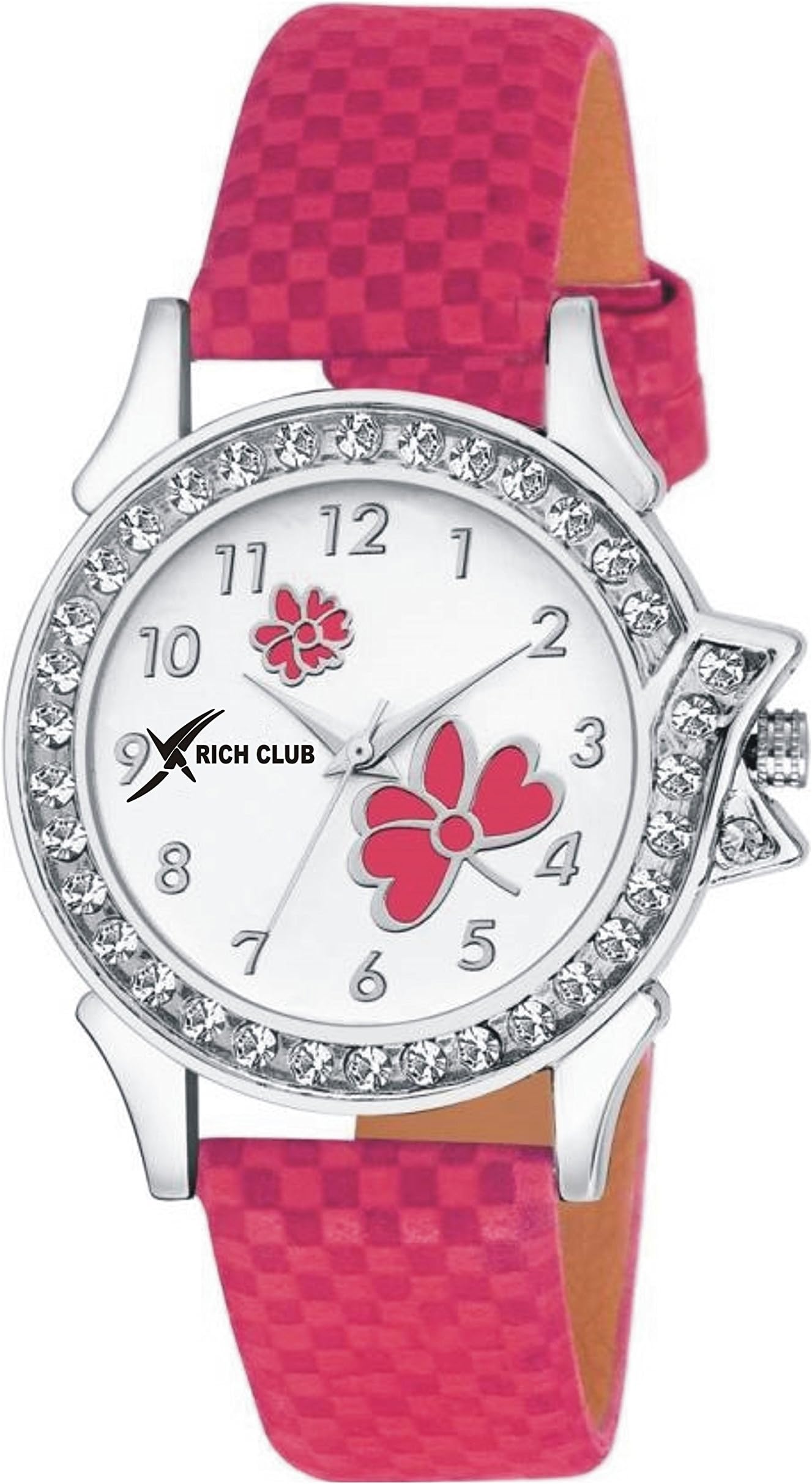 Rich ClubAnalogue Women's & Girls' Watch (White Dial Pink Colored Strap)