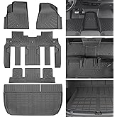 Floor Mats for Chevy Traverse 2009-2017 | Buick Enclave 2008-2017 | GMC Acadia 2007-2017 | Saturn Outlook 2007-2010, All Weather Custom Fit for Chevrolet Traverse Front & 2nd 3rd Row & Trunk Mat