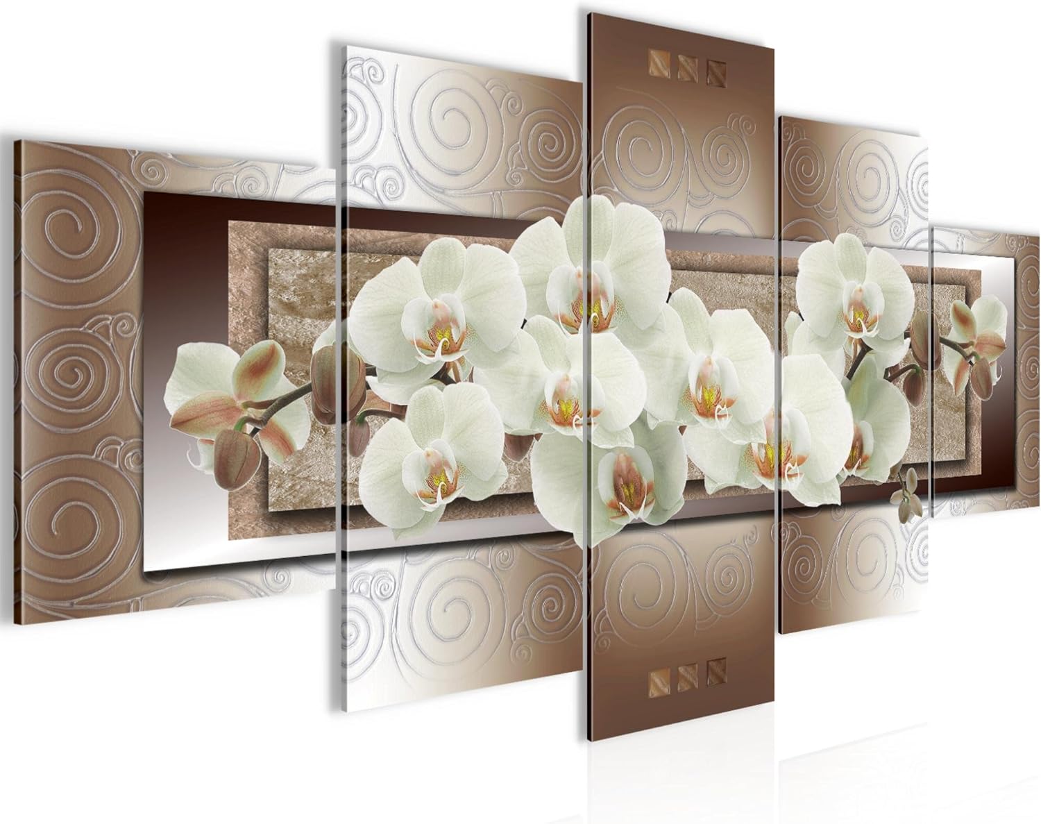 Tableau Décoratif 4 Panneaux 'Rose' Shabby Chic - Tela Canvas 152x78 Cm - Fabriqué En Italie