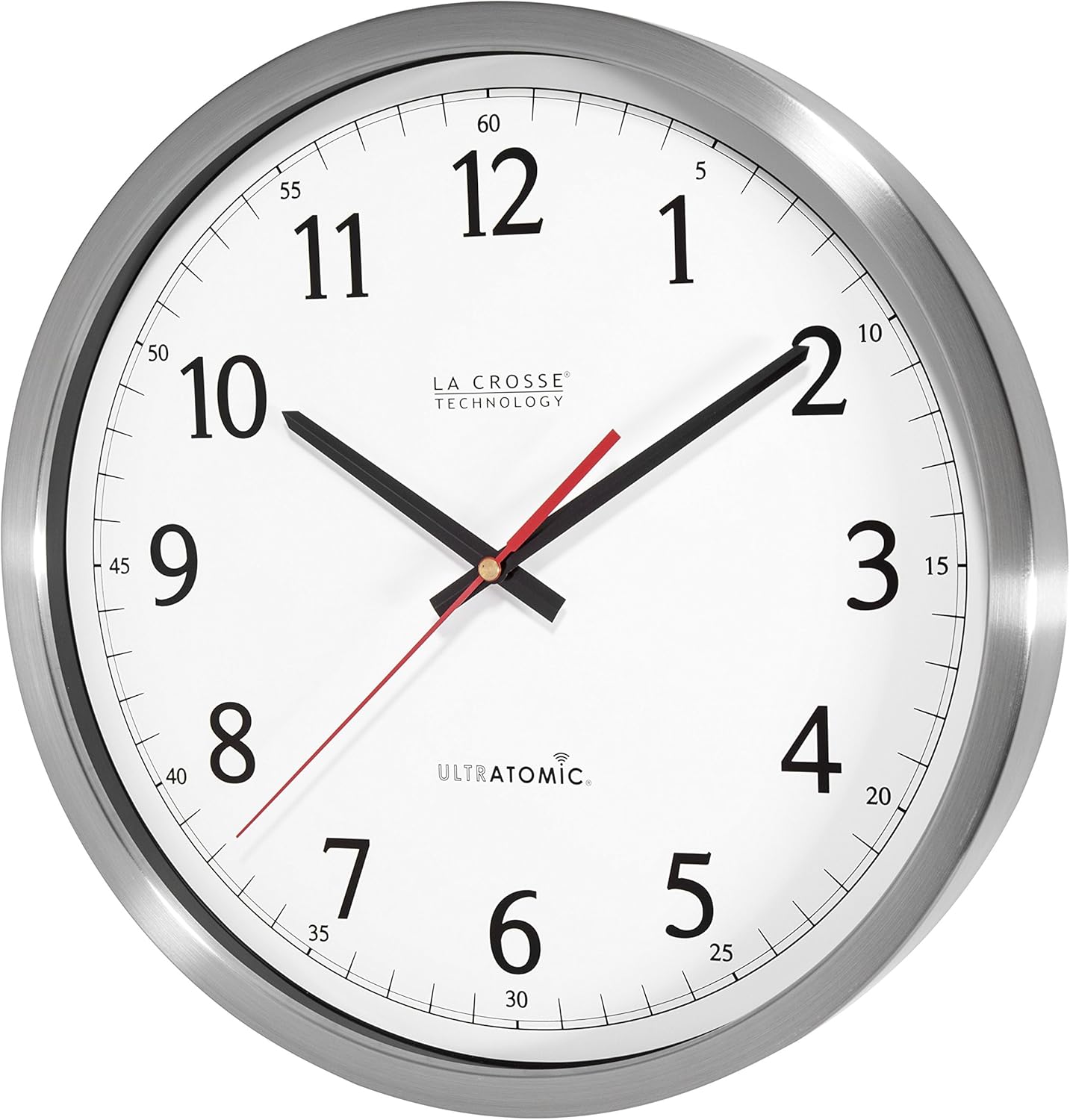 La Crosse Technology 404-1235UA-SS 14 Inch UltrAtomic Analog Stainless Steel Wall Clock: Home & Kitchen