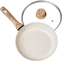 MICHELANGELO Small Frying Pan with Lid, Nonstick 8 inch Frying Pan with Bakelite Handle, Stone-Derived Nonstick 8 Inch…