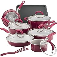 Rachael Ray Create Delicious Nonstick Cookware Pots and Pans Set, 13 Piece, Burgundy Shimmer