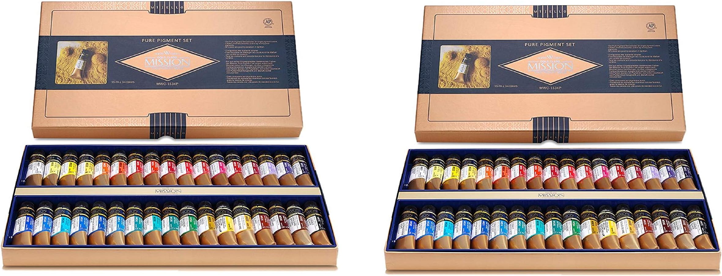 Mission MWC-1534P Gold Class Pure Pigment Watercolors Set 15ml 34 Colors (Count of 2)