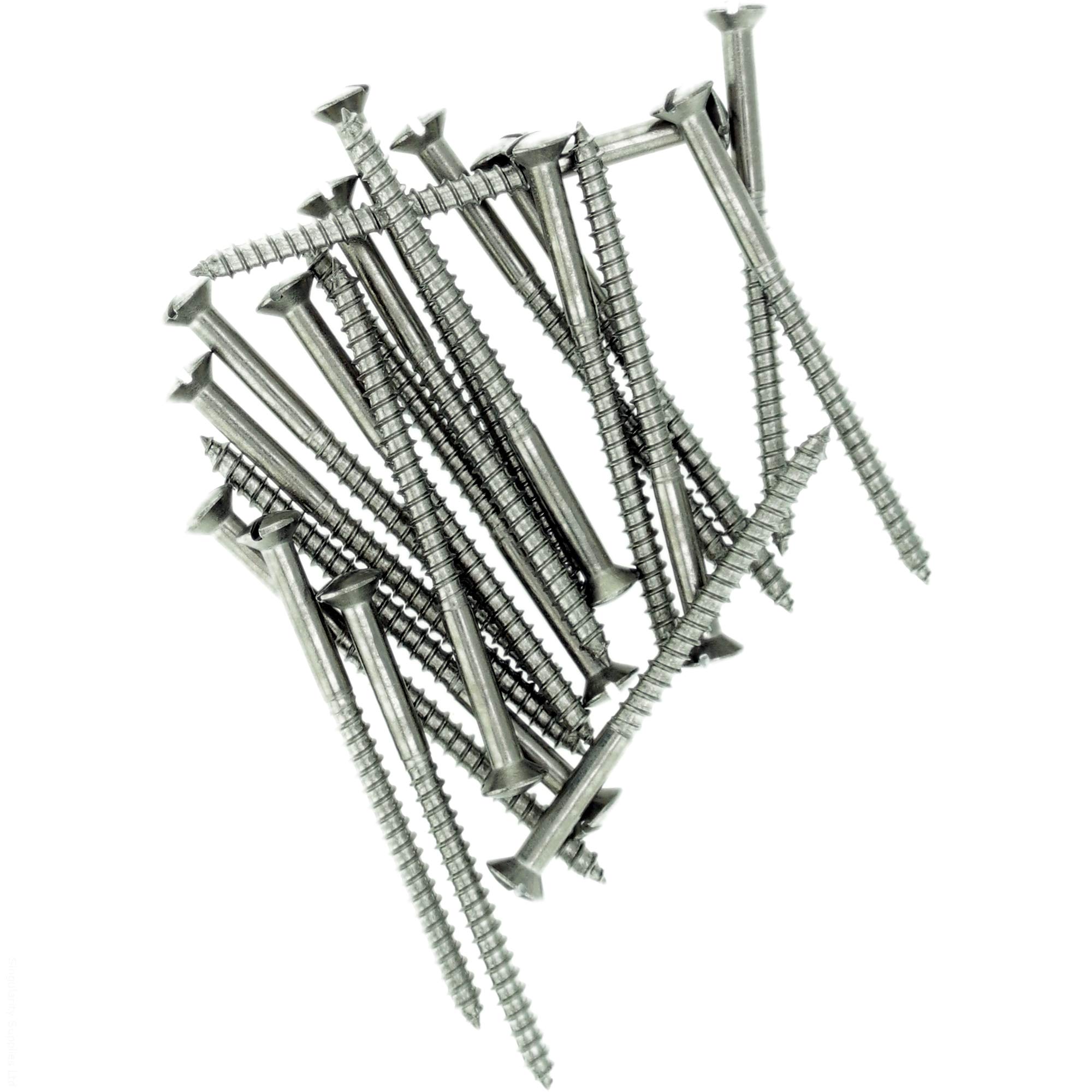 No.9 x 1.38 (4.5mm x 35mm) Slot Raised Countersunk Wood Screw - Stainless Steel (A2) (Pack of 20)