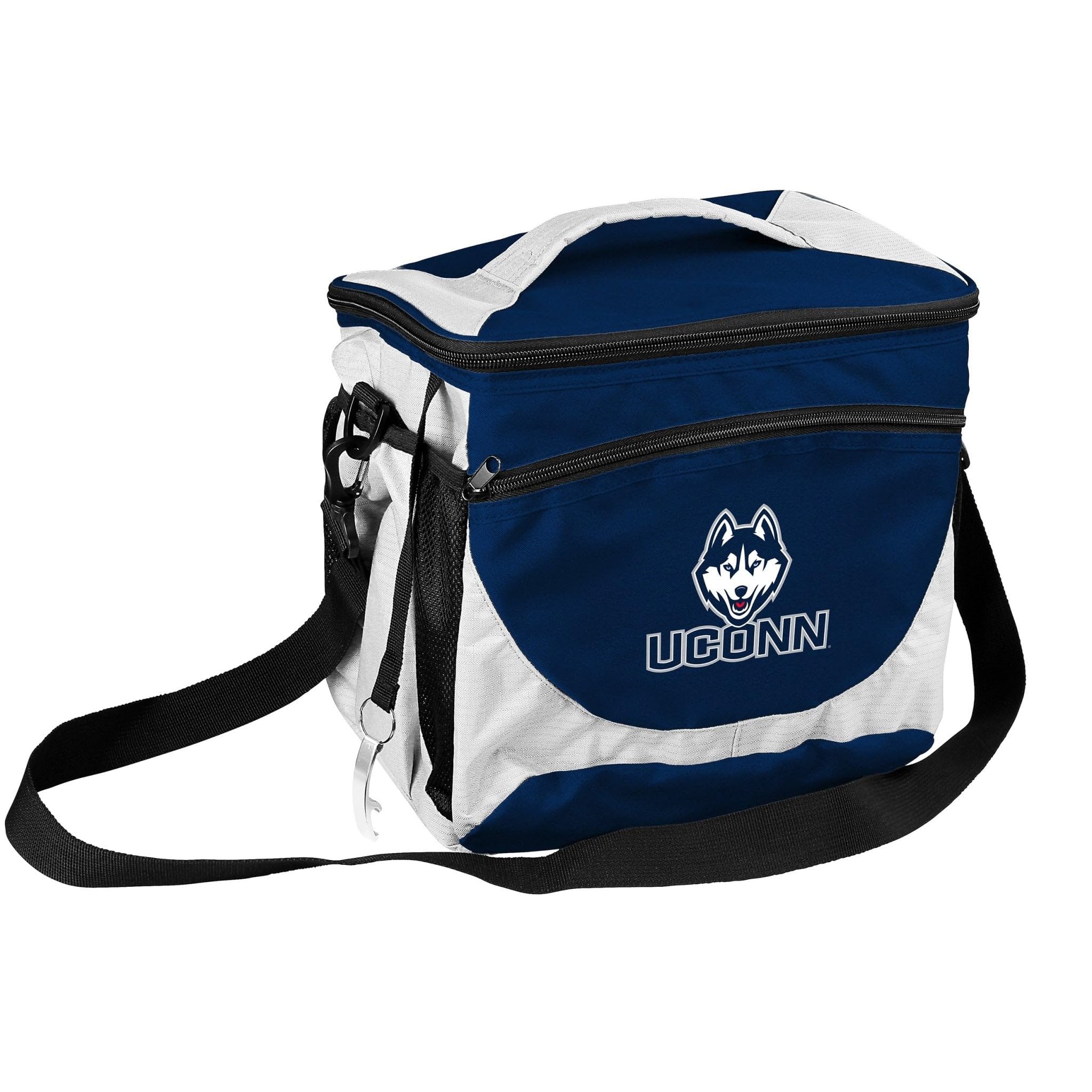 Logo Brands NCAA Connecticut Huskies 24-Can Cooler with Bottle Opener and Front Dry Storage Pocket Image